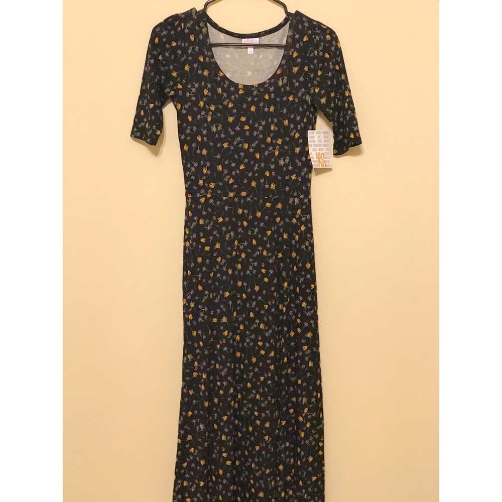 NWT XS LuLaRoe Ana black floral maxi